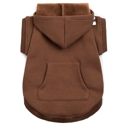 Koneseve Dog Hoodie & Cat Sweater, Warm Fleece Hooded Soft Winter Sweatshirt for All Breeds, Cozy Pet Clothes, Brown, S - color: Brown, size: S-(2~7lb) | Chest(~13")