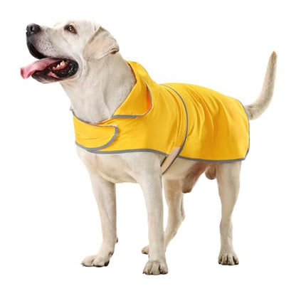 Dog Raincoat, Waterproof Dog Rain Jacket with Hood, Adjustable Rain Coat Poncho with Reflective Strips & Leash Hole for Large Medium Small Dogs Puppies, Lightweight Pet Clothes - color: Yellow, size: XX-Large