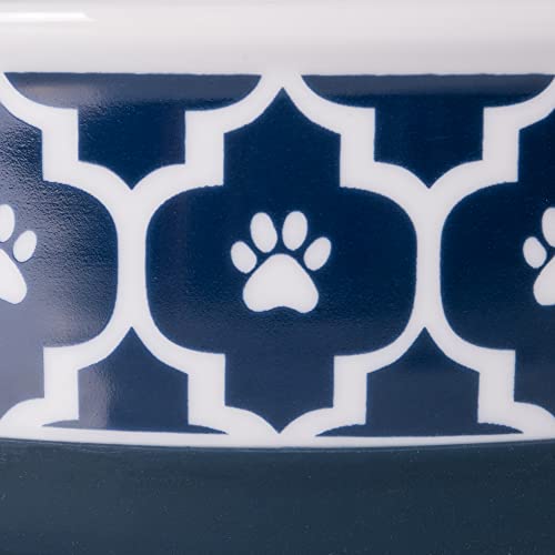 Bone Dry Lattice Collection Pet Bowl & Canister, Single Dish, Medium 6x2", Nautical Blue - color: Nautical Blue, size: Medium Single Dish, 6x2"
