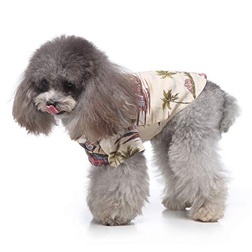 Tangpan Summer Pet Daisy Hawaiian Beach Plaid Print Shirts Clothes for Dog Beige S - color: Beige, size: Small
