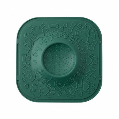Dog Lick Mat, Green | BPA-Free, Food-Grade Silicone, Slow Feeder with Textured Surface, Integrated Center Bowl, Non-Slip Base