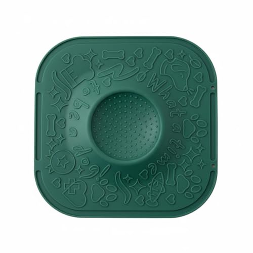 Dog Lick Mat, Green | BPA-Free, Food-Grade Silicone, Slow Feeder with Textured Surface, Integrated Center Bowl, Non-Slip Base