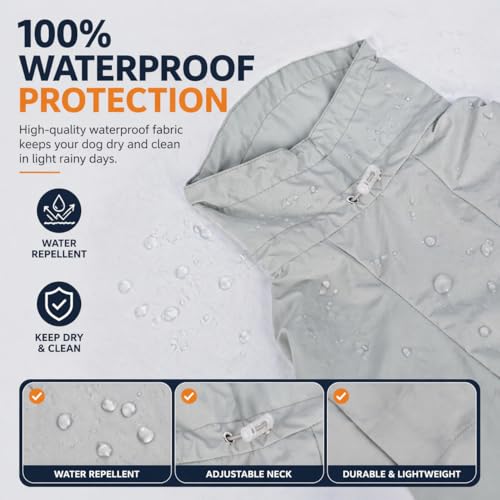 Dog Raincoat with Full Leg Coverage, Waterproof & Lightweight Rain Jacket for Small Dogs, Keep Belly & Legs Dry, Harness Compatible, Reflective Safety, with Storage Bag (X-Small) - size: X-Small