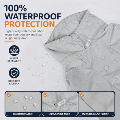 Dog Raincoat with Full Leg Coverage, Waterproof & Lightweight Rain Jacket for Small Dogs, Keep Belly & Legs Dry, Harness Compatible, Reflective Safety, with Storage Bag (X-Small) - size: X-Small