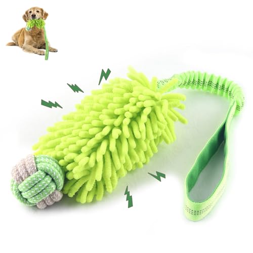 Dog Puppy Toys Dog Squeak Toys Plush Dog Toy with Dog Ropes Knots for Fun and Teeth Cleaning,Tug of War Toys, Puppy Chew Toys, Dog Rope Toys for Training Small, Large Dogs (Green, Dog Bite Ball Toy) - color: Green, size: Dog Bite Ball Toy