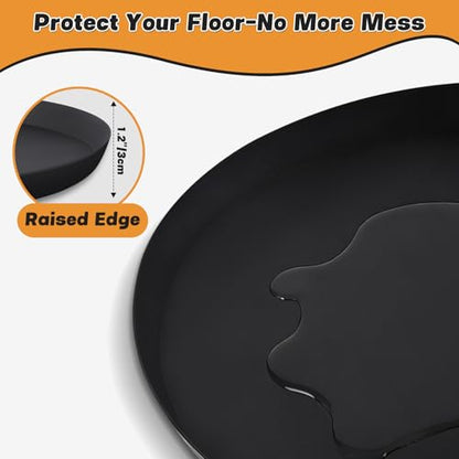 20" Silicone Pet Food Mat, 2PCS Waterproof Feeding Mat for Dog & Cat Extra Large Dog Bowl Mats with Raised Edge, Non-Slip, Protects Floors, Easy to Clean (Black) - size: 2pcs