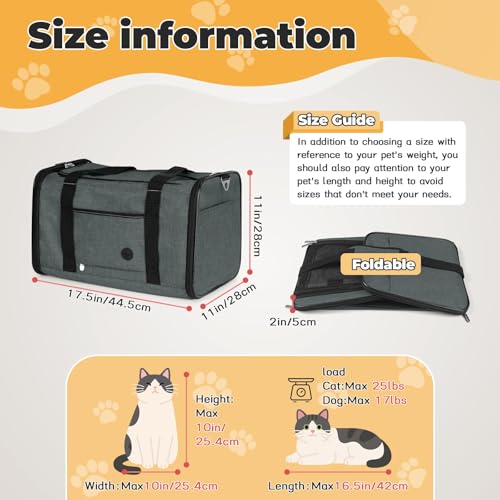 YUDODO 2 Packs 25 lbs Lightproof Soft Sided Pet Carrier for Large Cat & Small Dog Airline Approved Travel Bag Puppy Carriers with Side Pockets & Reflective Mesh, Foldable Portable for Car 2 Grey Green - color: Grey green*2