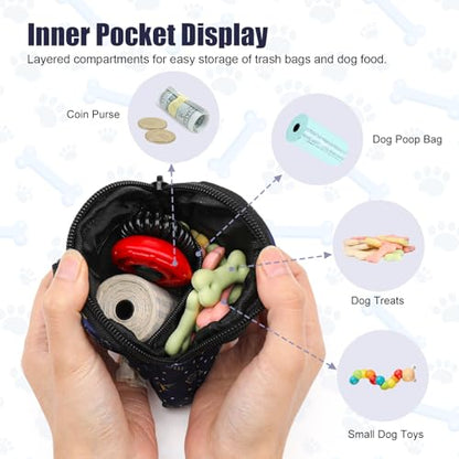 Dog Treat Pouch with Training Clicker,Waterproof Nylon Fabric Poop Bag Holders for Leashes,Hands Free Small Dog Walking Bag with Carabiner, Pet Puppy Training Walking Essentials (Moose) - color: Moose