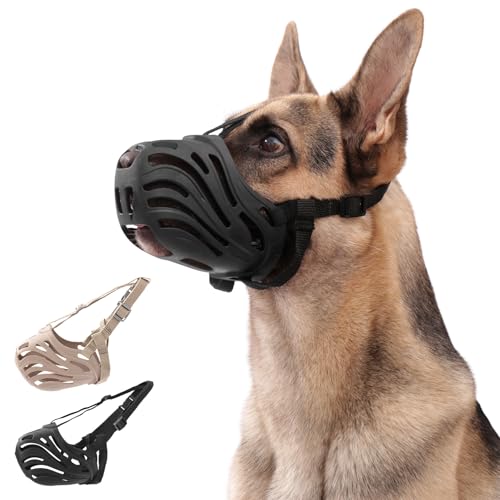 Dog Muzzle, Silicone Dog Muzzle, Durable, Breathable, Anti Bite, Anti Barking, Allow for Drinking Water, Adjustable Strap, Suitable for Small to Large Dogs (Black, L) - color: Black, size: L