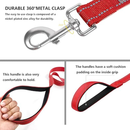 Dog Leash 6 FT Padded Handle Nylon Reflective Dogs Leashes for Small Dogs Red - color: Refl Red, size: Small : 5/8" x 6 FT
