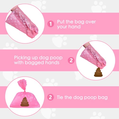 Poop Bags Rolls 256 Count - 9x13 Inches Pink Thickened Leakproof Lavender scent Poo Bags for Dogs, Eco-Friendly Pet Waste Bags for Walking,Travel,Home. - color: pink