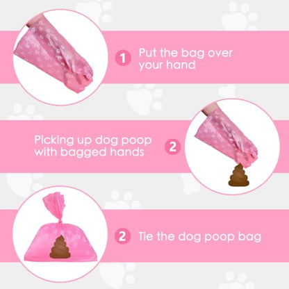 Poop Bags Rolls 256 Count - 9x13 Inches Pink Thickened Leakproof Lavender scent Poo Bags for Dogs, Eco-Friendly Pet Waste Bags for Walking,Travel,Home. - color: pink