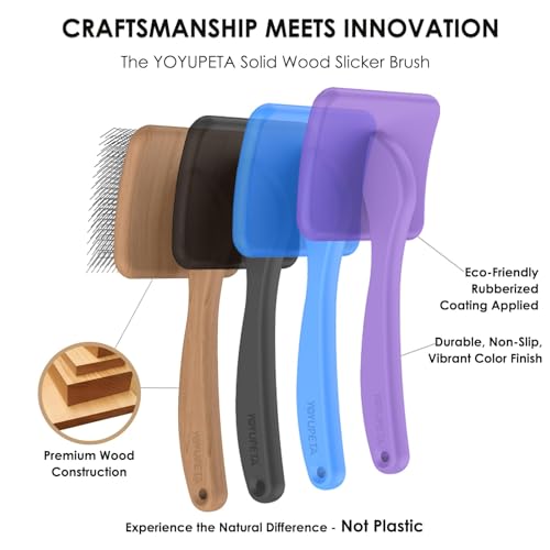 Large Slicker Brush, 2PCS Doodle Grooming Kit with Comb, Natural | With two leather protective covers; ideal for Poodles, Labradoodles; extra long pin; premium wooden handle; removes mats. - color: Natural