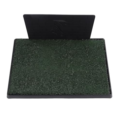 Dog Grass Pee Pads, Reusable Artificial Grass Potty Tray with 3 - Layer Drainage System, Easy to Clean Indoor Puppy Training Mat for Small Dogs, Includes Baffle and Tray (Large Size with Baffle) - size: Large Size with Baffle