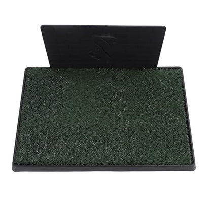 Dog Grass Pee Pads, Reusable Artificial Grass Potty Tray with 3 - Layer Drainage System, Easy to Clean Indoor Puppy Training Mat for Small Dogs, Includes Baffle and Tray (Large Size with Baffle) - size: Large Size with Baffle