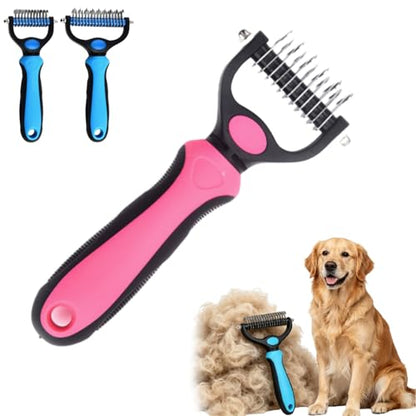 Whimsyard Dog Brush, Dual-Groom Pro All Pets Detangling Brush, Pet Pro Grooming Tool, Universal Detangling Comb for Dogs, Double-Sided Stainless Steel for Coat Care & Shedding Removal (Pink/Small) - color: Pink/Small
