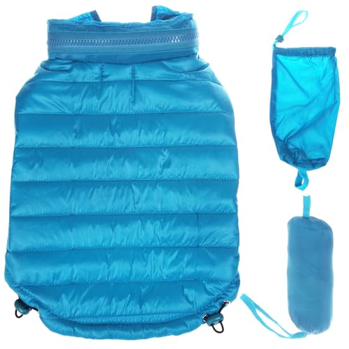 Pet Life ® Sporty Avalanche Lightweight Adjustable Folding Fall and Winter Dog Coat Jacket with Concealed Zippered Pop-Out Hood - color: Blue, size: Small