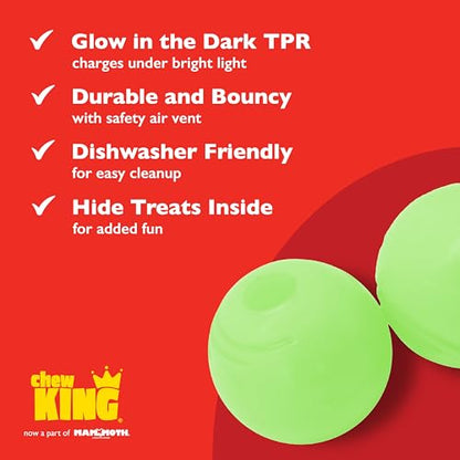 Chew King 2 Piece Glowing Fetch Ball - color: A) 2-Pack (2.5" Balls)