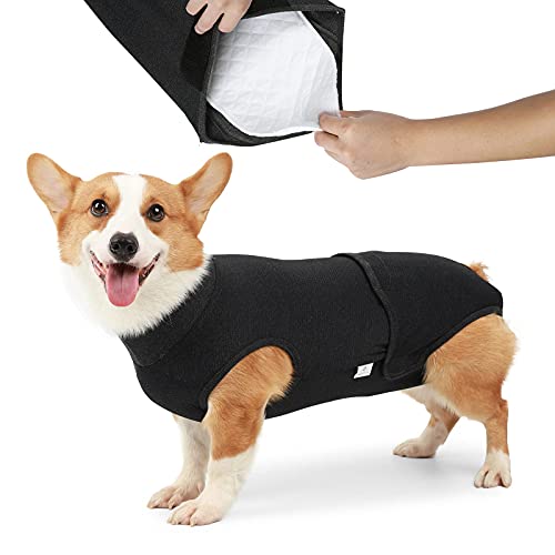 HEYWEAN Full Body Dog Diaper with a Puppy Nappies Physiological Dog Surgery Recovery Suit for Male Female Dogs - color: Classic Black, size: Small