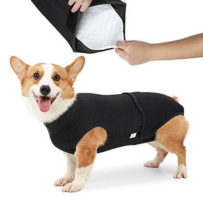 HEYWEAN Full Body Dog Diaper with a Puppy Nappies Physiological Dog Surgery Recovery Suit for Male Female Dogs - color: Classic Black, size: Small