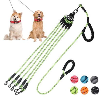 Exceptional 360 Anti-Tangle & No Pull 5-Way Dog Leash - 5 Handle & Reflective for Safety & Convenience (Green, Medium Dogs) - color: Green, size: 5 Way