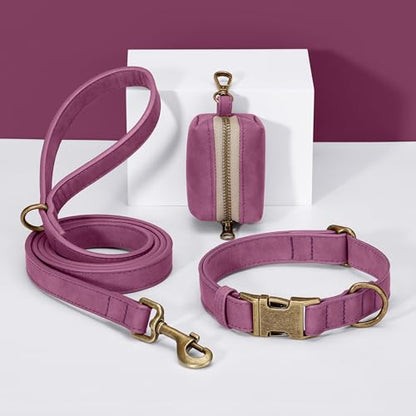 Didog Stylish Dog Poop Bag Holder for Leash, Easy-Pull and Colorful PU Leather Dog Poop Bag Dispenser with Metal Clip, Includes 1 Roll Pet Waste Bag for Daily Walking,Purple - color: Purple