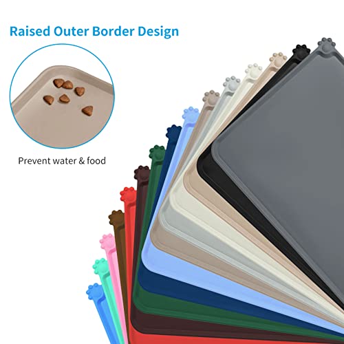 AUDWUD Silicone Waterproof Pet Feeding Mats,Anti Slip Bowl Pad, Dog Mat for Food and Water - color: Adobe Brown, size: 18.5" x 11.5"