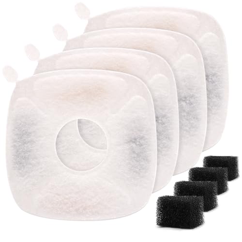 Pet Fountain Filters Compatible with 95Oz/2.8L Dog Water Fountain (4 Filters&4 Sponges) - size: 4 Filters&4 Sponges