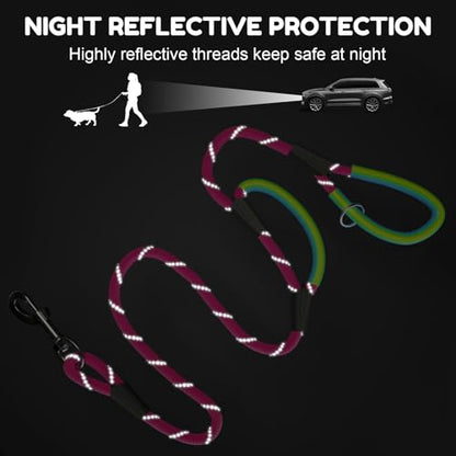 Dog Leash Heavy Duty 4/5/6ft XiaZ 2 Handles Dog Leashes for Medium Large Dogs 1/2 Inch 1000lb Strength Reflective PVC Waterproof-Handles Metal Hook Dual-Handle Rope Leash Nighttime Safety - color: Red, size: 5FT (1/2")