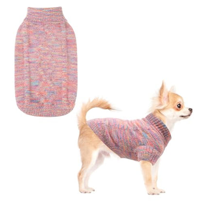 KOOLTAIL Small Dog Sweater, Fuzzy Thick Super Soft Warm Dog Winter Sweater Turtleneck Pullover for Cold Weather, Classic Cable Knitwear, Fleece Pet Fall Clothes Coats Puppy Cats Girls Female Pink S - color: Pink, size: Small