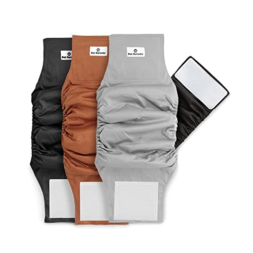 Pet Parents® Washable Belly Bands for Dogs (3pack) + Extendrs® Durable Dog Diapers - Premium Male Dog Diapers & Wraps (X-Small, Natural) - color: Natural, size: X-Small (11-13")