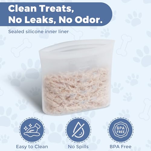 Dog Treat Pouch for Pet Training, One-Hand Magnetic Closure, Hands-Free Treat Bag with Silicone Liner, No Mess No Smell - color: Gray