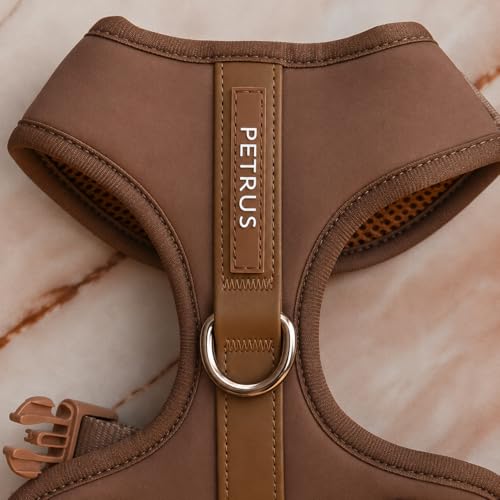 Premium No-Pull Dog Harness Soft Neoprene & Breathable Mesh Vest with Front & Back Clip D-Rings Adjustable Lightweight Walking Harness for Puppies, Small & Medium Dogs (Bronze Brown Gold, S) - color: Bronze Brown Gold, size: S: Neck=13.8-17.3''/Chest=16.1