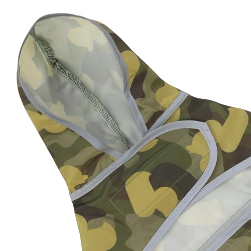 Dog Raincoat, Waterproof Dog Rain Jacket with Hood, Adjustable Rain Coat Poncho with Reflective Strips & Leash Hole for Large Medium Small Dogs Puppies, Lightweight Pet Clothes - color: Camo Ducks, size: Medium