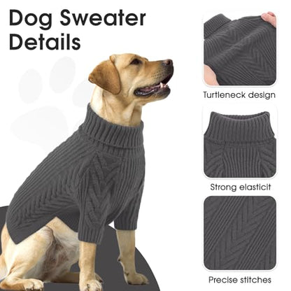 Large Dog Sweaters, Pet Sweaters for Large Dogs, Pets Sweatshirt Apparel Turtleneck Pullover Winter Pitbull, Samoyed (Darkgrey, L - color: DarkGrey, size: Large