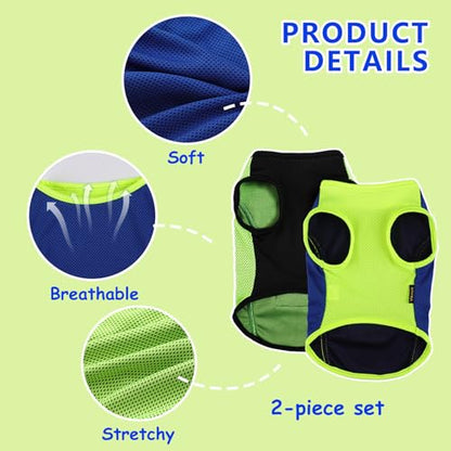 2 Pack Dog Clothes,Dog Shirts for Small Dogs,Quick Dry Dog Vest Boy Girl Summer, Puppy T-Shirt with Reflective Strip,Sun Protection Sleeveless Cool Breathable Pet Apparel(Green and Blue, XS) - color: Green and Blue, size: X-Small (Chest 12.2 in)