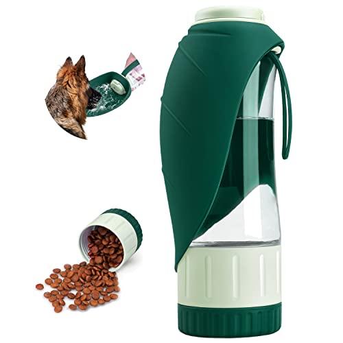TIOVERY Dog Water Bottle Dispenser for Walking, Pet Water Feeder Container Portable with Drinking Cup Bowl Outdoor Hiking, Travel 20OZ Large Green