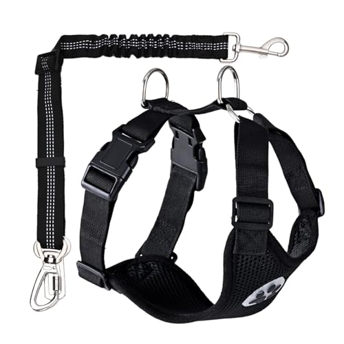 Dog Car Seat Belt Harness - Adjustable Mesh Breathable Safety Tether with Elastic Bungee for Small Medium Large Pets（S - size: S
