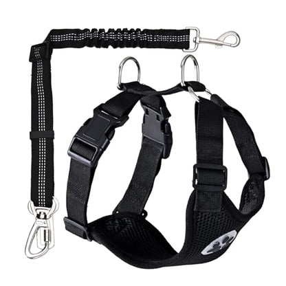Dog Car Seat Belt Harness - Adjustable Mesh Breathable Safety Tether with Elastic Bungee for Small Medium Large Pets（S - size: S