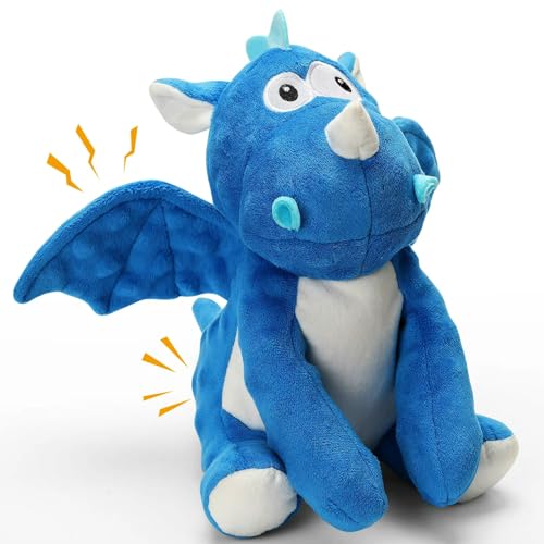 loncoldy Plush Dog Toys, Tough Chew Toys for Dogs, Crinkle Stuffed Squeaky Toy for Small Medium Large Breed, Interactive Plush Toys to Keep Them Busy, Cute Dinosaur Dog Toy, Pet Toys