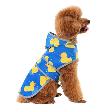 Dog Raincoat for Small Dogs Puppies Waterproof Jacket Hooded Rain Coats with Reflective Strips Leash Hole & Poncho Adjustable Fit (ShinyDuck,XS) - color: A. Ducks, size: X-Small