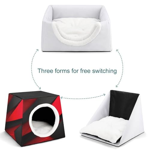 Collapsible Soft Dog Crate Pet Kennel Houses Red Black Printed Lightweight Travel Crate Kennel Indoor & Outdoor, 13.8"x13.8"x11.8"