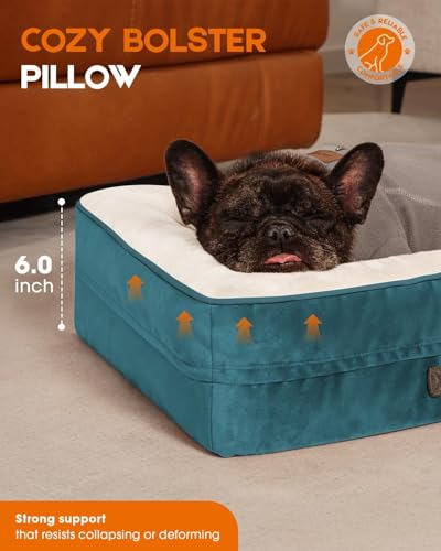 Upvilla Orthopedic Dog Bed, Four-Sided Cushioned Egg-Shaped Foam Dog Sofa, Waterproof Removable Cover, Cat Bed with Non-Slip Base, Small Pet Bed,Blue - color: Blue, size: 24"l x 18"w x 6"th