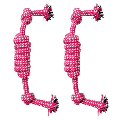 Cotton Rope Dog Toy/Tug of War Chew Toys with Knots/Teeth Cleaning Toy for Puppies and Small -Extra Small Dogs/Pet Fetch Training Toy/Doggie Rope Toys - color: Pink