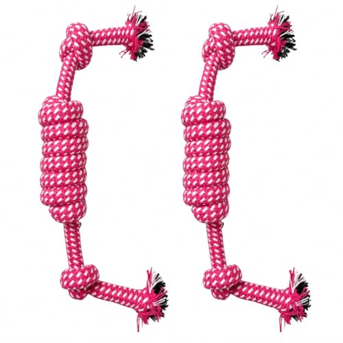 Cotton Rope Dog Toy/Tug of War Chew Toys with Knots/Teeth Cleaning Toy for Puppies and Small -Extra Small Dogs/Pet Fetch Training Toy/Doggie Rope Toys - color: Pink