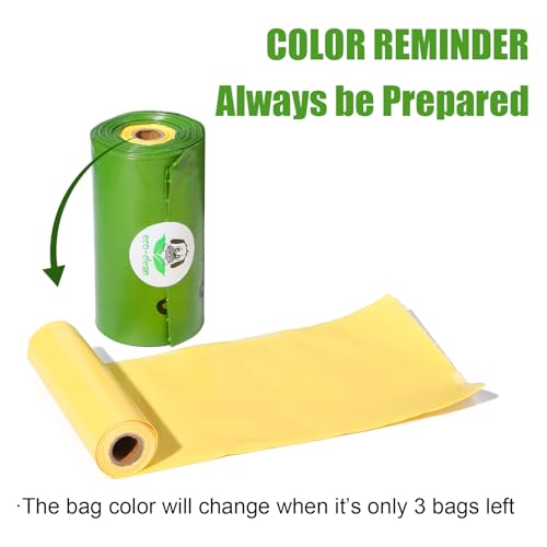 ECO-CLEAN Dog Poop Bags with 3 Bags Left Indicator - 360 Count Extra Thick and Leak Proof Pet Waste Bags with 1 dispenser, Unscented - color: Green with Indicator