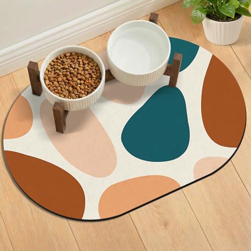 Dog Feeding Mat 24''x16'', Absorbent Pet Food Mat, No Stains Quick Dry Pet Water Mat Protect Floor, Cat Dog Water Bowl Mat for Messy Drinkers, Non-Slip Rubber Base Pet Placemats for Food and Water - color: Color Patch, size: 24''x16''