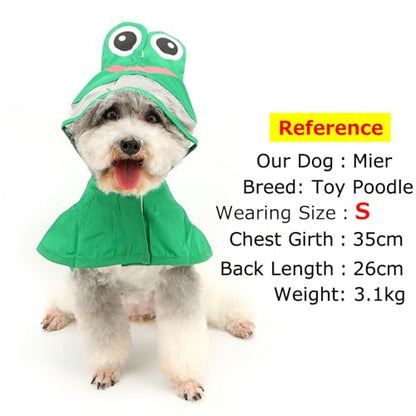 Zunea Waterproof Dog Raincoat with Hood for Small Dogs Reflective Puppy Rain Jacket Clothes with Leash Hole Funny Frog Pattern Pet Dog Poncho Slicker Costumes Chihuahua Doggie Rainwear Green M - color: green, size: M