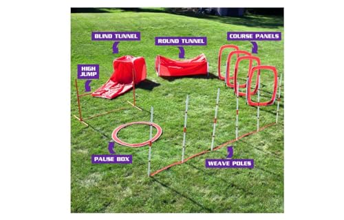 6-Piece Large Agility Training for Dogs - Affordable Training Kit for Dogs, red (CM-10026-CS01)