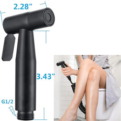 Handheld Bidet Sprayer for Toilet,Bathroom Spray with G1/2,Black | Suitable for personal hygiene cleaning, bathroom cleaning, pet bathing, mop cleaning, etc. - color: Black